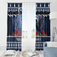 New Zealand Tui Bird Christmas Window Curtain Pohutukawa Xmas Tree Meri Kirihimete LT22 - Polynesian Pride