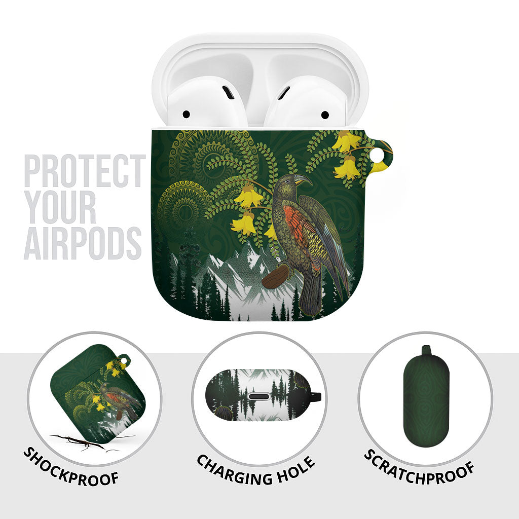Kea Bird Kowhai New Zealand AirPods Case Mountain Landscape Maori Art LT22 - Polynesian Pride