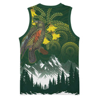 Kea Bird Kowhai New Zealand Basketball Jersey Mountain Landscape Maori Art LT22 - Polynesian Pride