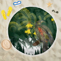 Kea Bird Kowhai New Zealand Beach Blanket Mountain Landscape Maori Art LT22 One Size 150cm Green - Polynesian Pride