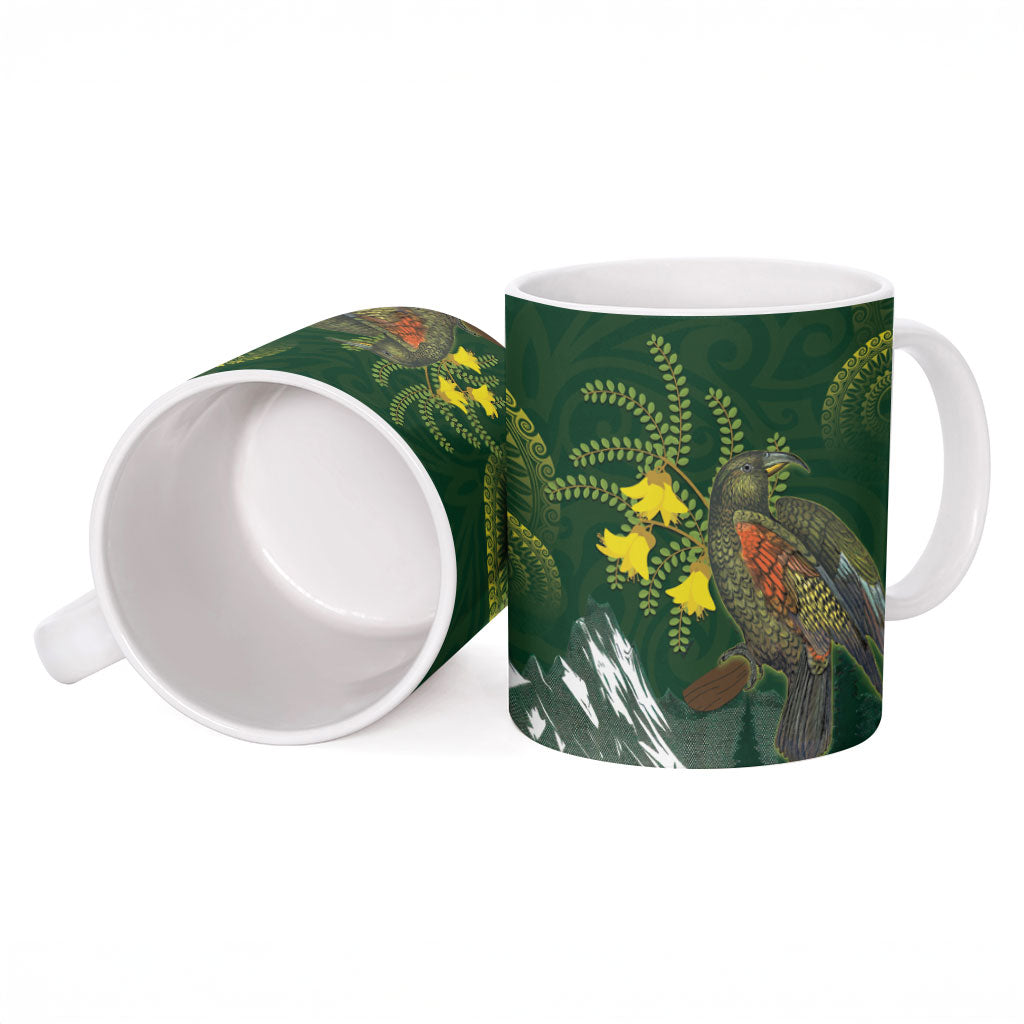 Kea Bird Kowhai New Zealand Ceramic Mug Mountain Landscape Maori Art LT22 - Polynesian Pride