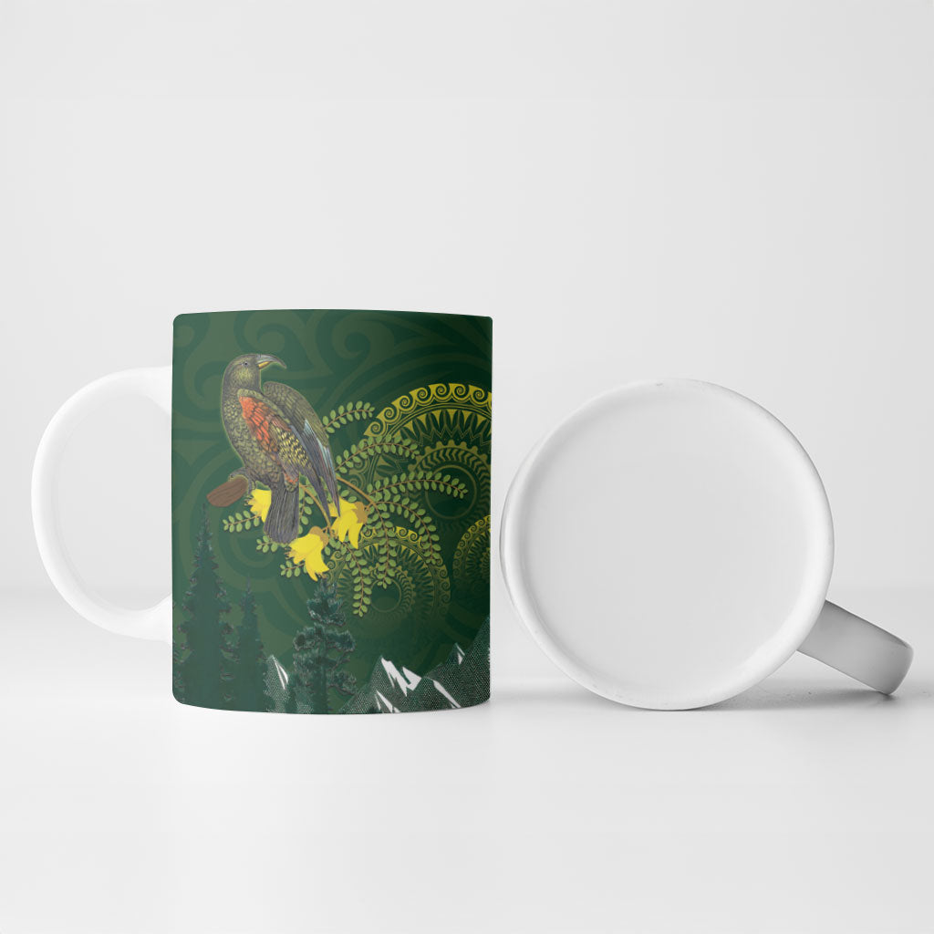 Kea Bird Kowhai New Zealand Ceramic Mug Mountain Landscape Maori Art LT22 - Polynesian Pride