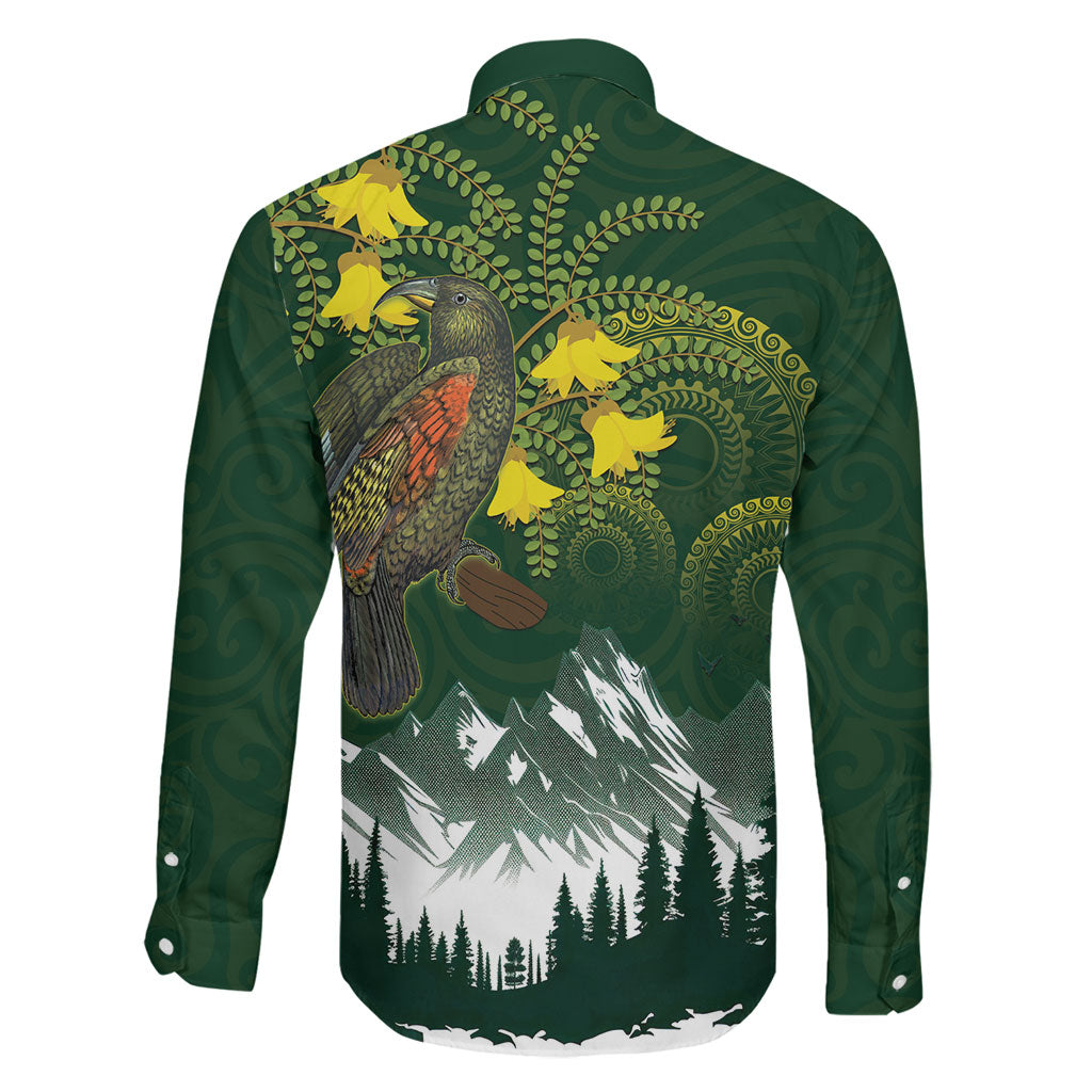 Kea Bird Kowhai New Zealand Family Matching Long Sleeve Bodycon Dress and Hawaiian Shirt Mountain Landscape Maori Art LT22 - Polynesian Pride