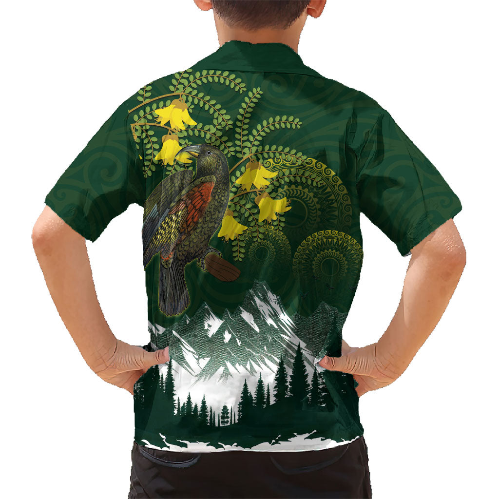 Kea Bird Kowhai New Zealand Family Matching Mermaid Dress and Hawaiian Shirt Mountain Landscape Maori Art LT22 - Polynesian Pride