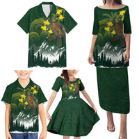 Kea Bird Kowhai New Zealand Family Matching Puletasi and Hawaiian Shirt Mountain Landscape Maori Art LT22 - Polynesian Pride