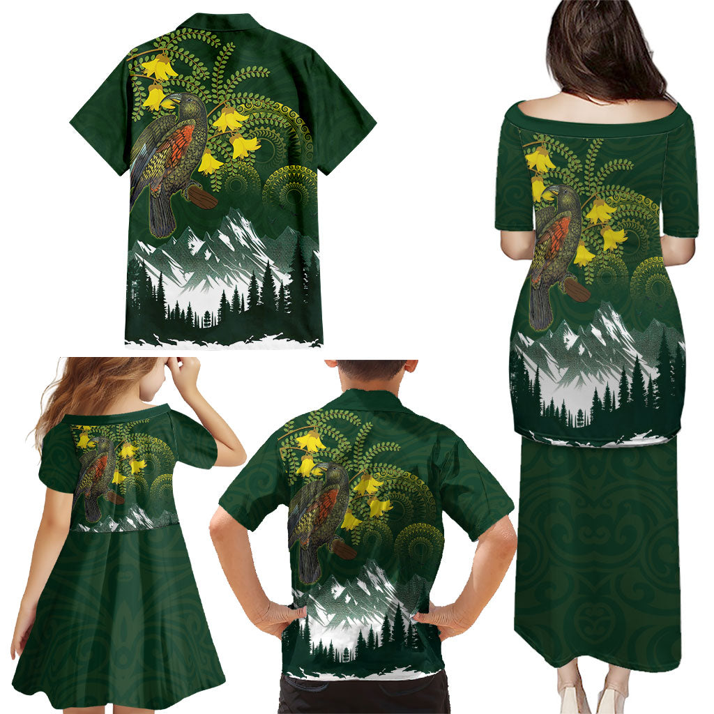 Kea Bird Kowhai New Zealand Family Matching Puletasi and Hawaiian Shirt Mountain Landscape Maori Art LT22 - Polynesian Pride