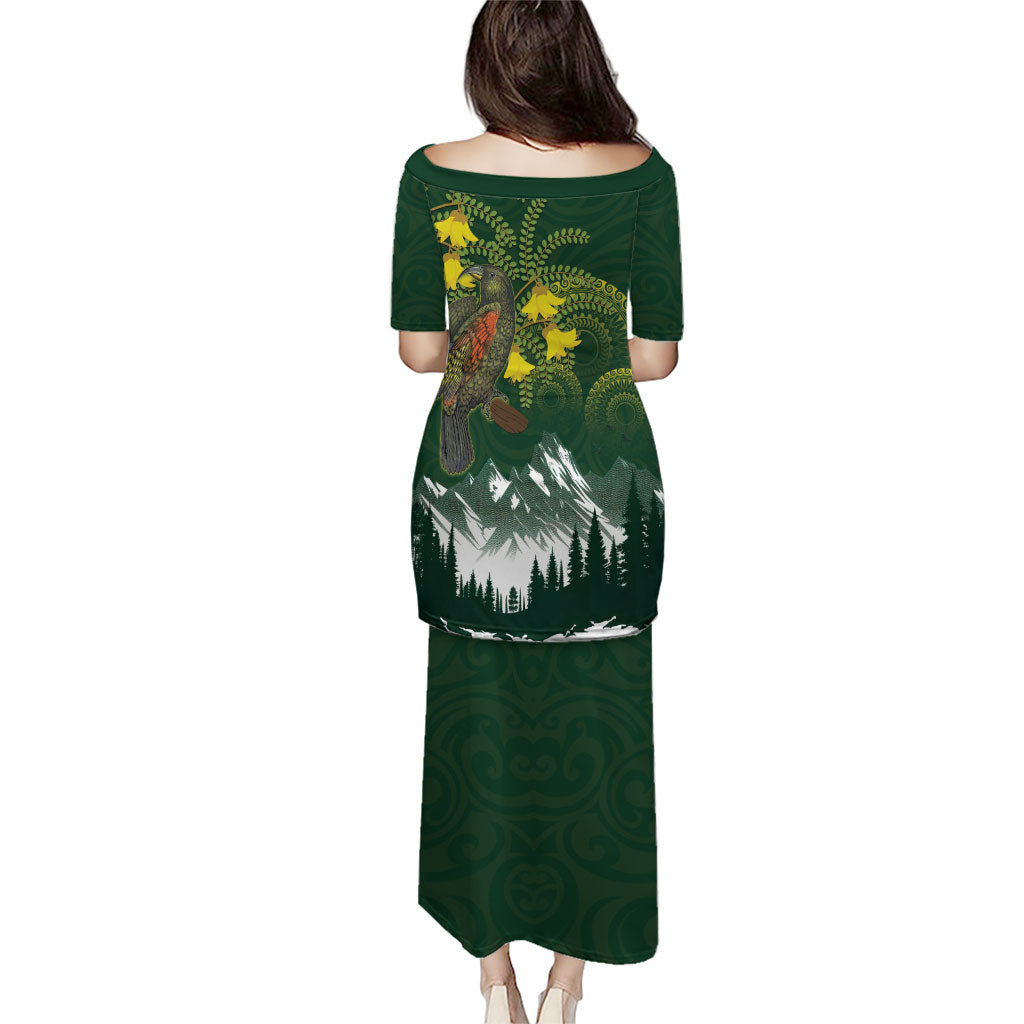 Kea Bird Kowhai New Zealand Family Matching Puletasi and Hawaiian Shirt Mountain Landscape Maori Art LT22 - Polynesian Pride