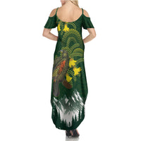 Kea Bird Kowhai New Zealand Family Matching Summer Maxi Dress and Hawaiian Shirt Mountain Landscape Maori Art LT22 - Polynesian Pride