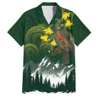 Kea Bird Kowhai New Zealand Family Matching Tank Maxi Dress and Hawaiian Shirt Mountain Landscape Maori Art LT22 Dad's Shirt - Short Sleeve Green - Polynesian Pride