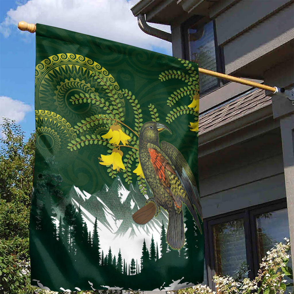 Kea Bird Kowhai New Zealand Garden Flag Mountain Landscape Maori Art LT22 - Polynesian Pride