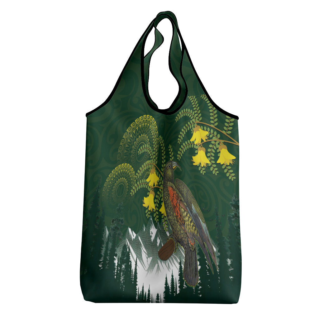 Kea Bird Kowhai New Zealand Grocery Bag Mountain Landscape Maori Art LT22 - Polynesian Pride