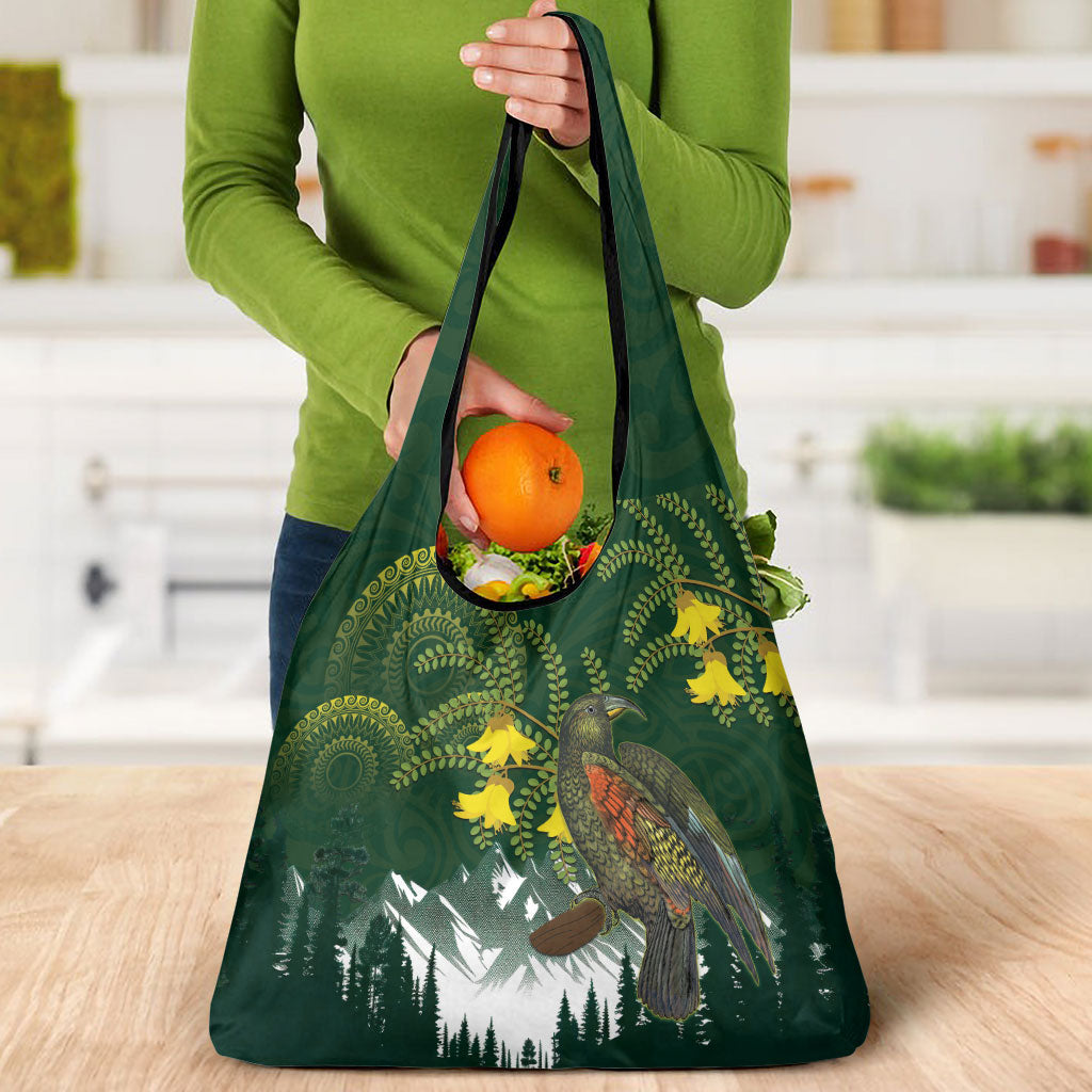 Kea Bird Kowhai New Zealand Grocery Bag Mountain Landscape Maori Art LT22 - Polynesian Pride