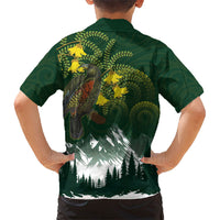 Kea Bird Kowhai New Zealand Kid Hawaiian Shirt Mountain Landscape Maori Art LT22 - Polynesian Pride