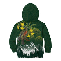 Kea Bird Kowhai New Zealand Kid Hoodie Mountain Landscape Maori Art LT22 - Polynesian Pride