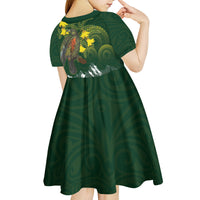 Kea Bird Kowhai New Zealand Kid Short Sleeve Dress Mountain Landscape Maori Art LT22 - Polynesian Pride