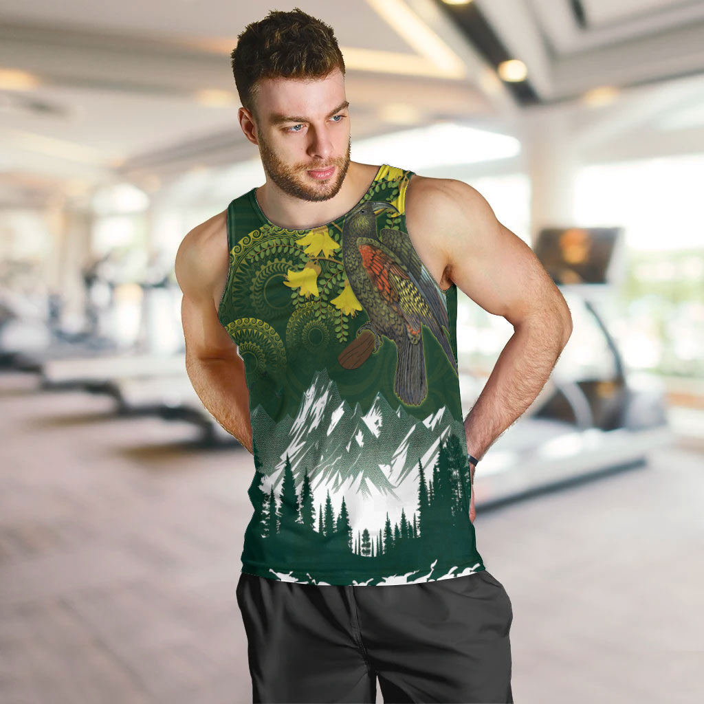 Kea Bird Kowhai New Zealand Men Tank Top Mountain Landscape Maori Art