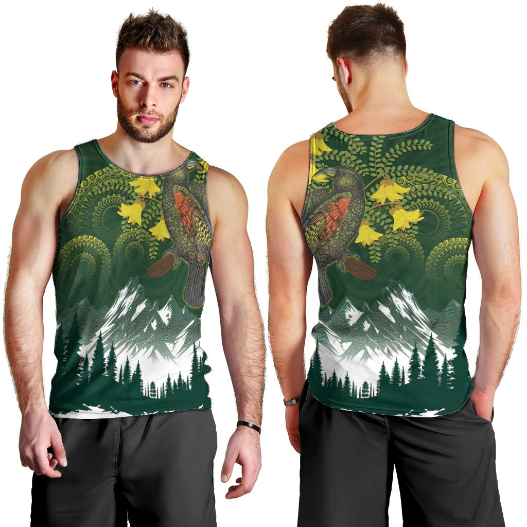 Kea Bird Kowhai New Zealand Men Tank Top Mountain Landscape Maori Art LT22 - Polynesian Pride