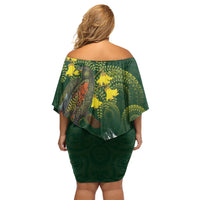 Kea Bird Kowhai New Zealand Off Shoulder Short Dress Mountain Landscape Maori Art LT22 - Polynesian Pride