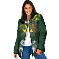 Kea Bird Kowhai New Zealand Padded Jacket Mountain Landscape Maori Art