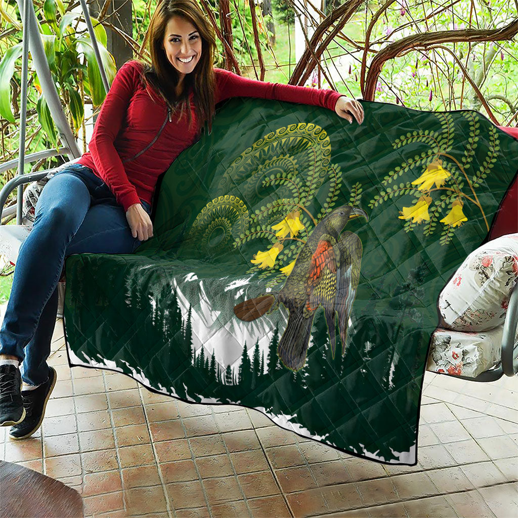 Kea Bird Kowhai New Zealand Quilt Mountain Landscape Maori Art