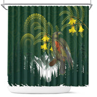 Kea Bird Kowhai New Zealand Shower Curtain Mountain Landscape Maori Art LT22 Green - Polynesian Pride