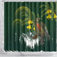 Kea Bird Kowhai New Zealand Shower Curtain Mountain Landscape Maori Art LT22 - Polynesian Pride