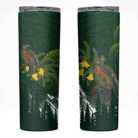 Kea Bird Kowhai New Zealand Skinny Tumbler Mountain Landscape Maori Art LT22 Green - Polynesian Pride