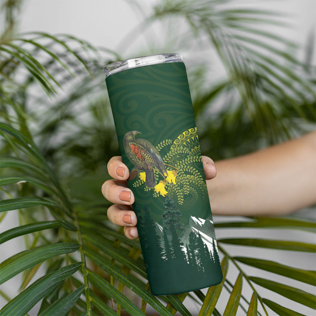 Kea Bird Kowhai New Zealand Skinny Tumbler Mountain Landscape Maori Art LT22 - Polynesian Pride