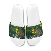 Kea Bird Kowhai New Zealand Slide Sandals Mountain Landscape Maori Art LT22 Green - Polynesian Pride