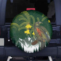 Kea Bird Kowhai New Zealand Spare Tire Cover Mountain Landscape Maori Art LT22 No hole Green - Polynesian Pride