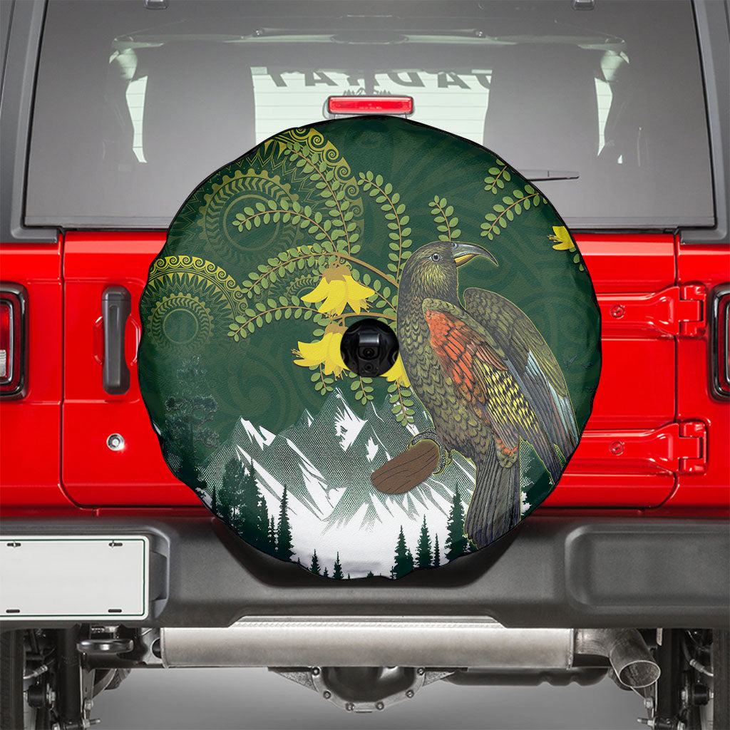 Kea Bird Kowhai New Zealand Spare Tire Cover Mountain Landscape Maori Art LT22 - Polynesian Pride
