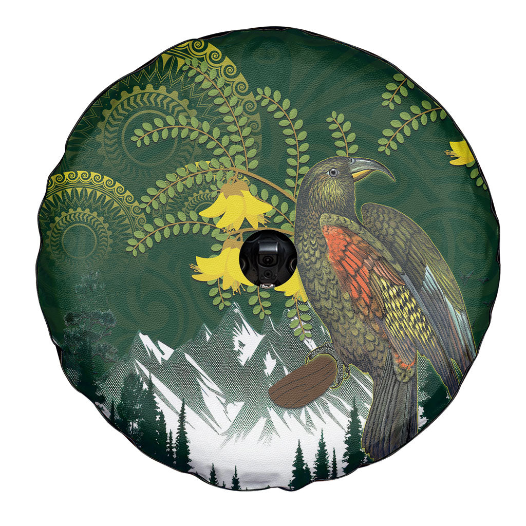 Kea Bird Kowhai New Zealand Spare Tire Cover Mountain Landscape Maori Art LT22 - Polynesian Pride