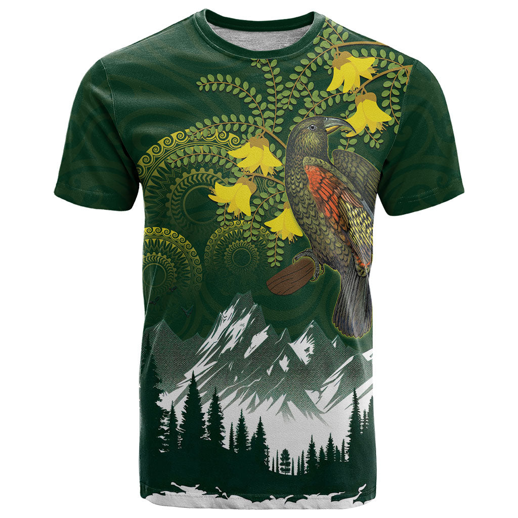 Kea Bird Kowhai New Zealand T Shirt Mountain Landscape Maori Art