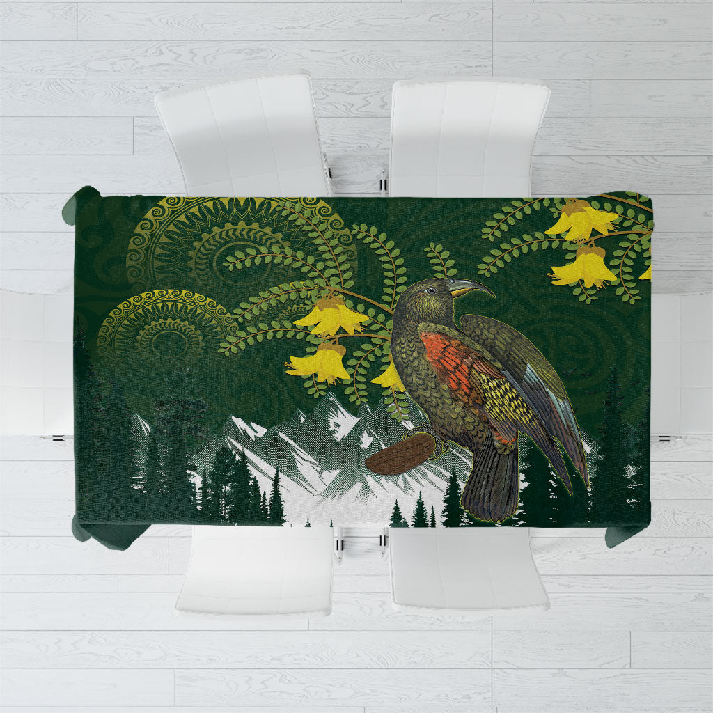 Kea Bird Kowhai New Zealand Tablecloth Mountain Landscape Maori Art