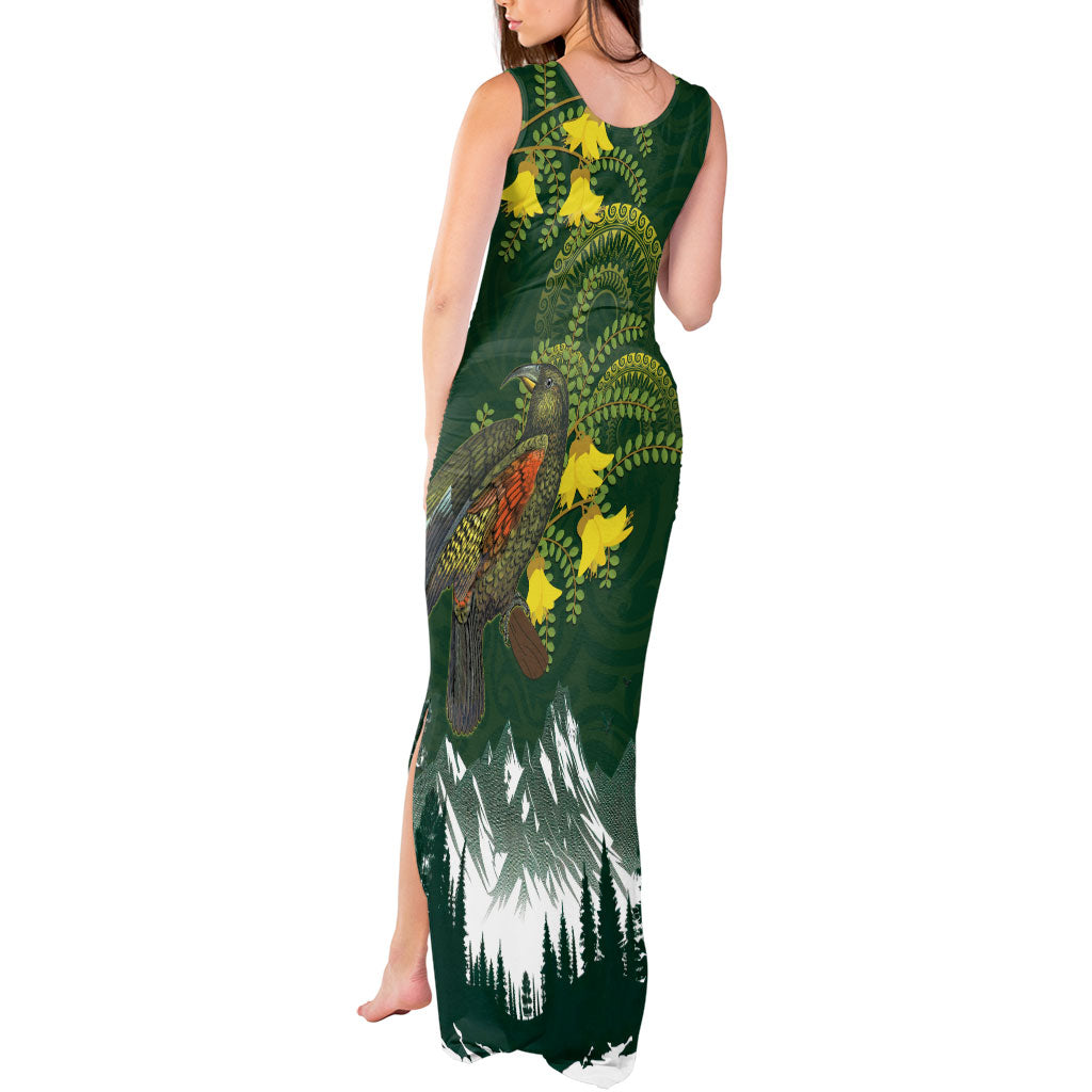 Kea Bird Kowhai New Zealand Tank Maxi Dress Mountain Landscape Maori Art LT22 - Polynesian Pride