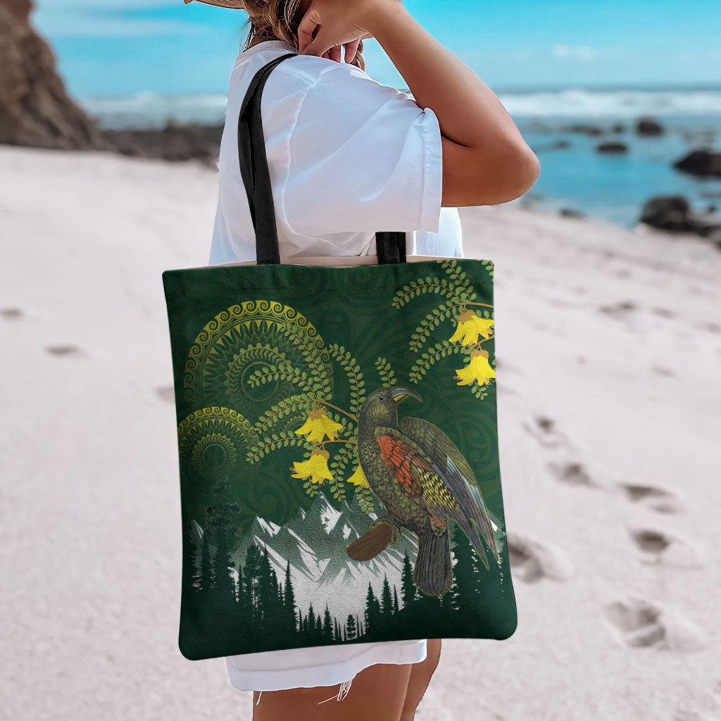 Kea Bird Kowhai New Zealand Tote Bag Mountain Landscape Maori Art LT22 - Polynesian Pride