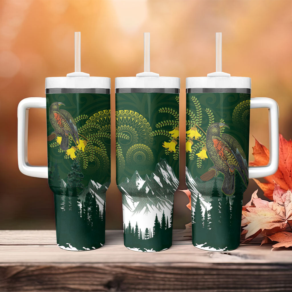 Kea Bird Kowhai New Zealand Tumbler With Handle Mountain Landscape Maori Art LT22 - Polynesian Pride