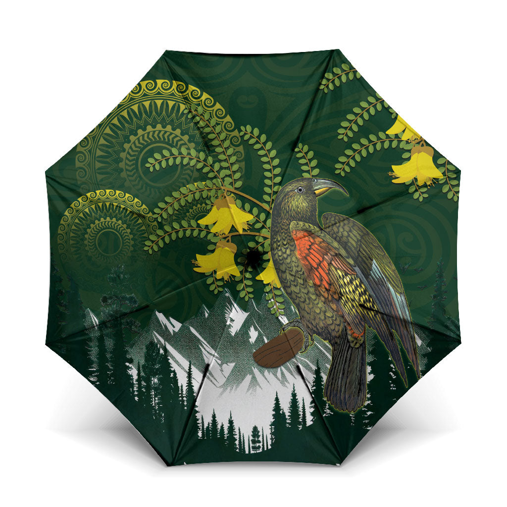 Kea Bird Kowhai New Zealand Umbrella Mountain Landscape Maori Art