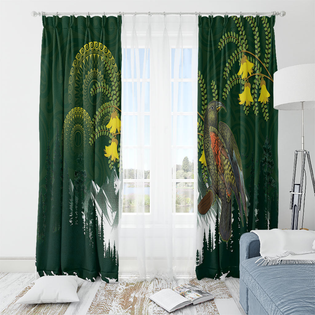 Kea Bird Kowhai New Zealand Window Curtain Mountain Landscape Maori Art