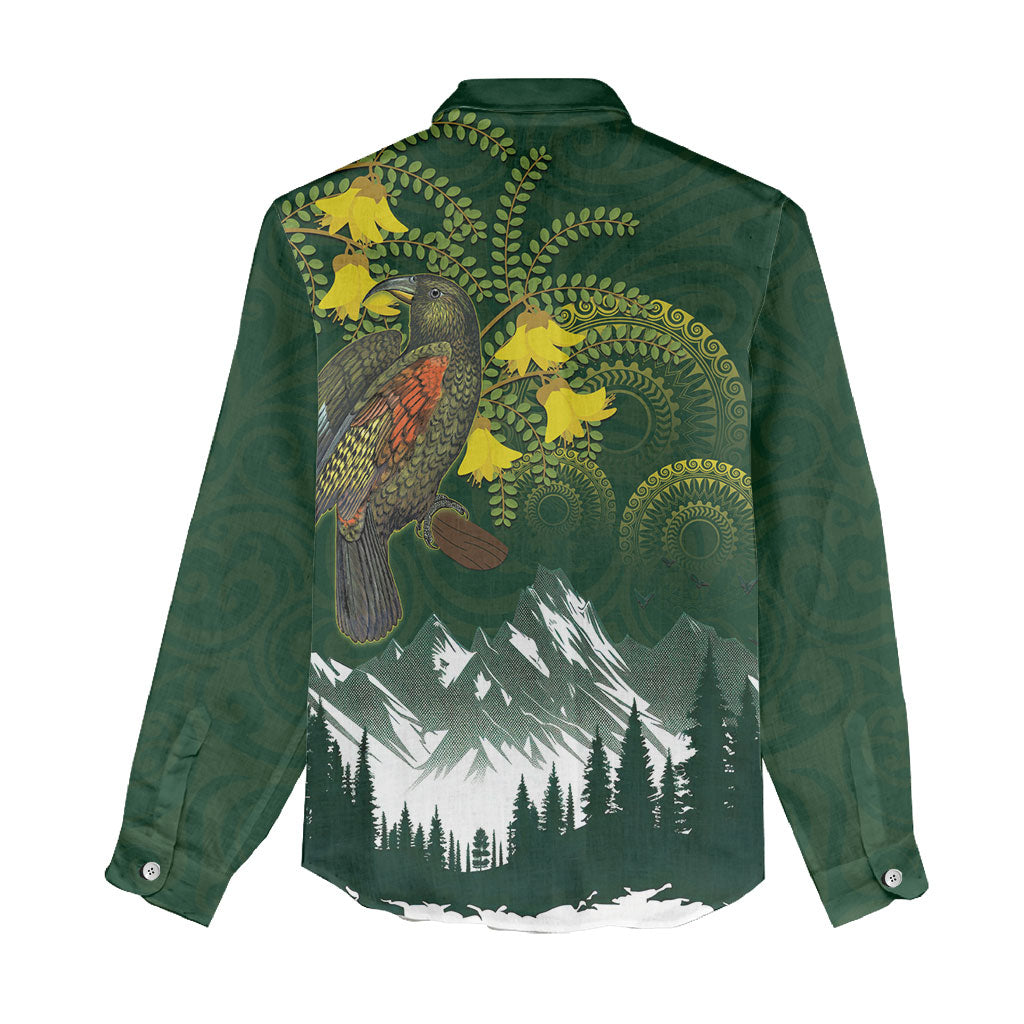 Kea Bird Kowhai New Zealand Women Casual Shirt Mountain Landscape Maori Art LT22 - Polynesian Pride