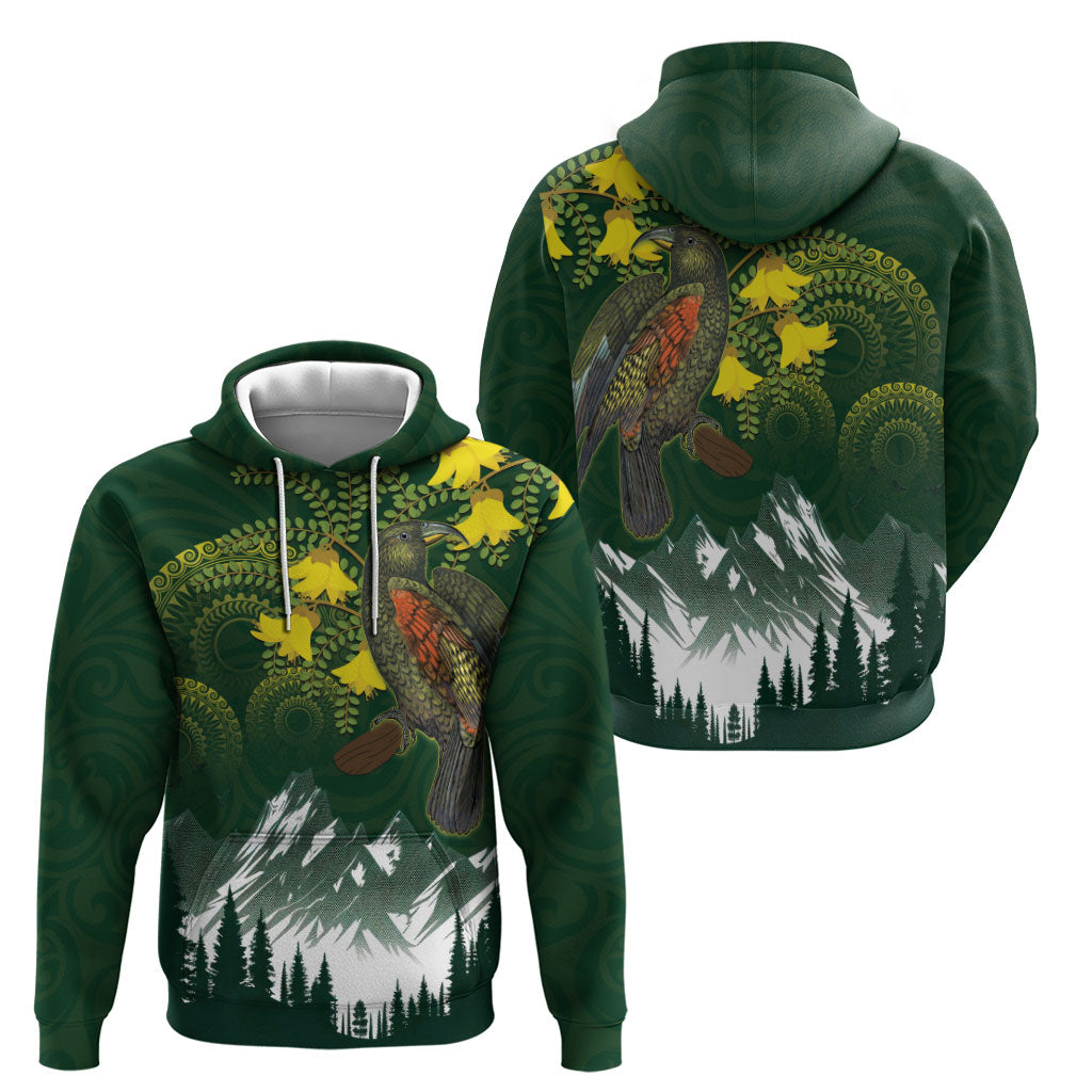 Kea Bird Kowhai New Zealand Zip Hoodie Mountain Landscape Maori Art LT22 - Polynesian Pride