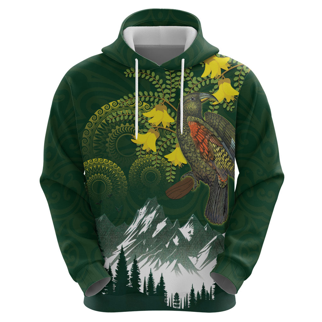 Kea Bird Kowhai New Zealand Zip Hoodie Mountain Landscape Maori Art LT22 - Polynesian Pride