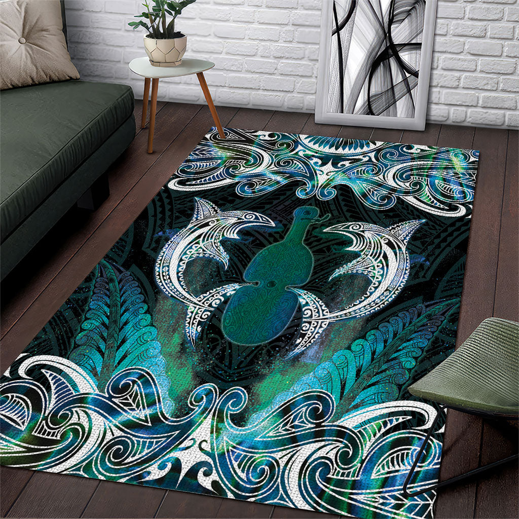New Zealand Kotiate Weapon Area Rug Aotearoa Mango Paua Shell Maori Pattern LT22 Blue - Polynesian Pride