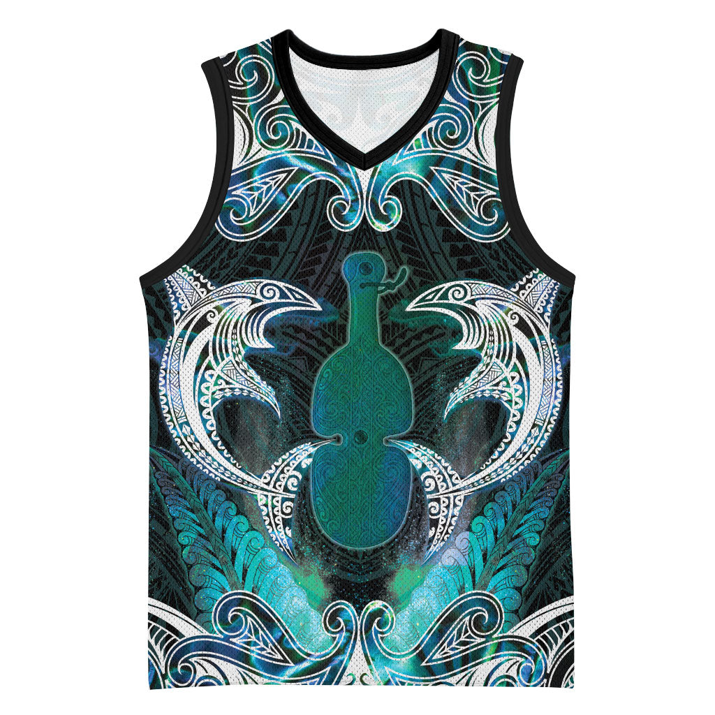 New Zealand Kotiate Weapon Basketball Jersey Aotearoa Mango Paua Shell Maori Pattern LT22 Unisex Blue - Polynesian Pride