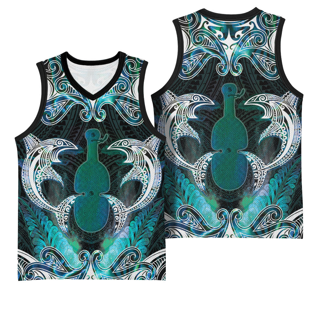 New Zealand Kotiate Weapon Basketball Jersey Aotearoa Mango Paua Shell Maori Pattern LT22 - Polynesian Pride