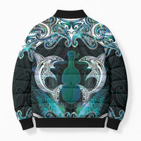 New Zealand Kotiate Weapon Bomber Puffer Jacket Aotearoa Mango Paua Shell Maori Pattern LT22 - Polynesian Pride