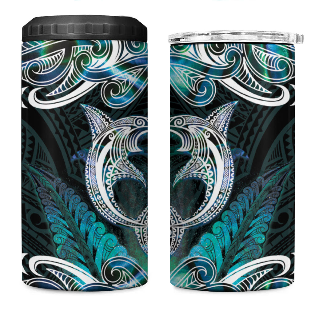 New Zealand Kotiate Weapon 4 in 1 Can Cooler Tumbler Aotearoa Mango Paua Shell Maori Pattern LT22 One Size: 16 oz Blue - Polynesian Pride
