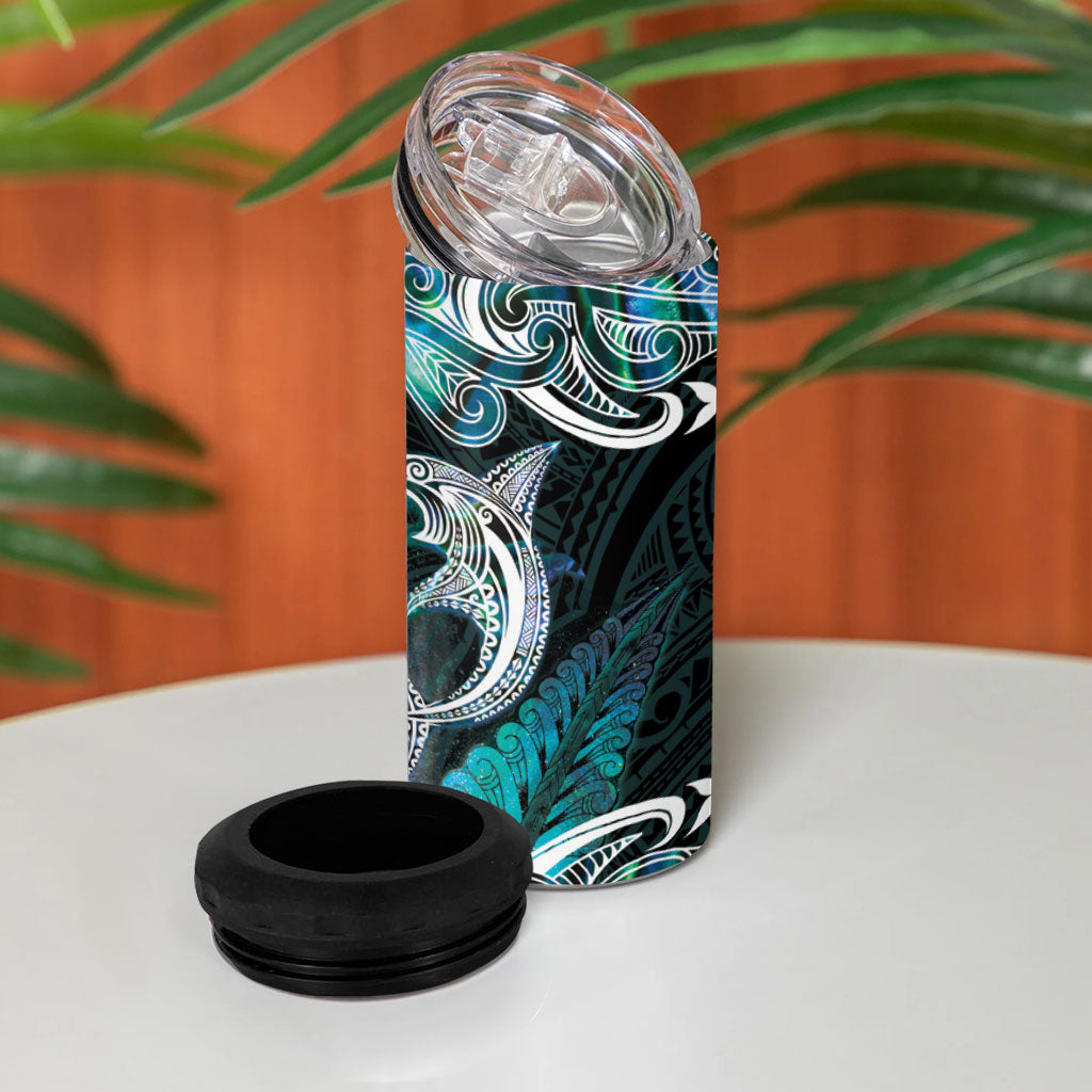 New Zealand Kotiate Weapon 4 in 1 Can Cooler Tumbler Aotearoa Mango Paua Shell Maori Pattern LT22 - Polynesian Pride