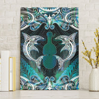 New Zealand Kotiate Weapon Canvas Wall Art Aotearoa Mango Paua Shell Maori Pattern LT22 Without Frame Blue - Polynesian Pride