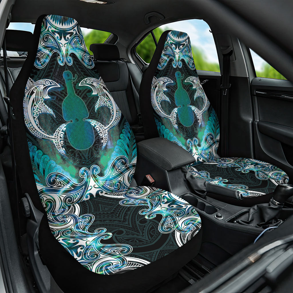 New Zealand Kotiate Weapon Car Seat Cover Aotearoa Mango Paua Shell Maori Pattern LT22 One Size Blue - Polynesian Pride